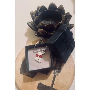 White bunny WITH RED BOW NECKLACE